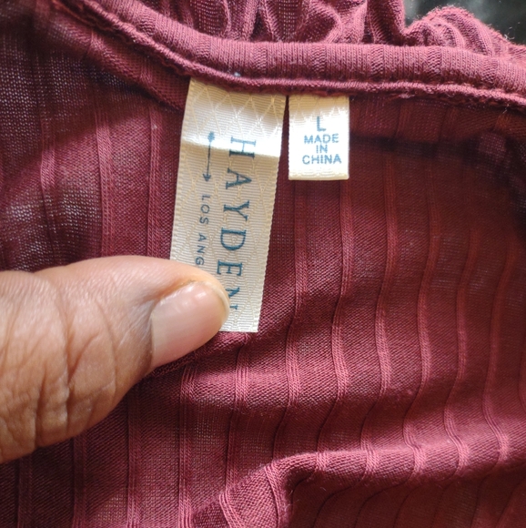 Hayden Ruffled Long sleeve Maroon Blouse Size L - Picture 7 of 13